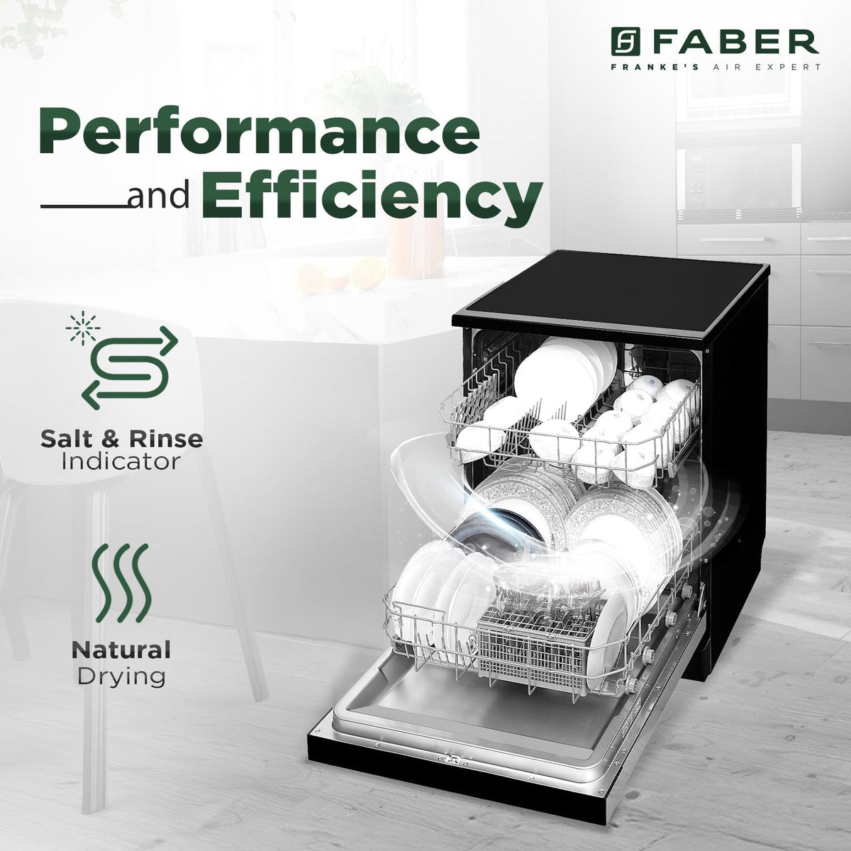 Faber 12 Place Settings Dishwasher (FFSD 6PR 12S, Neo Black, Best Suited for Indian Kitchen, Hygiene Wash) 1 YEARS STORE WARRANTY NOT BRAND