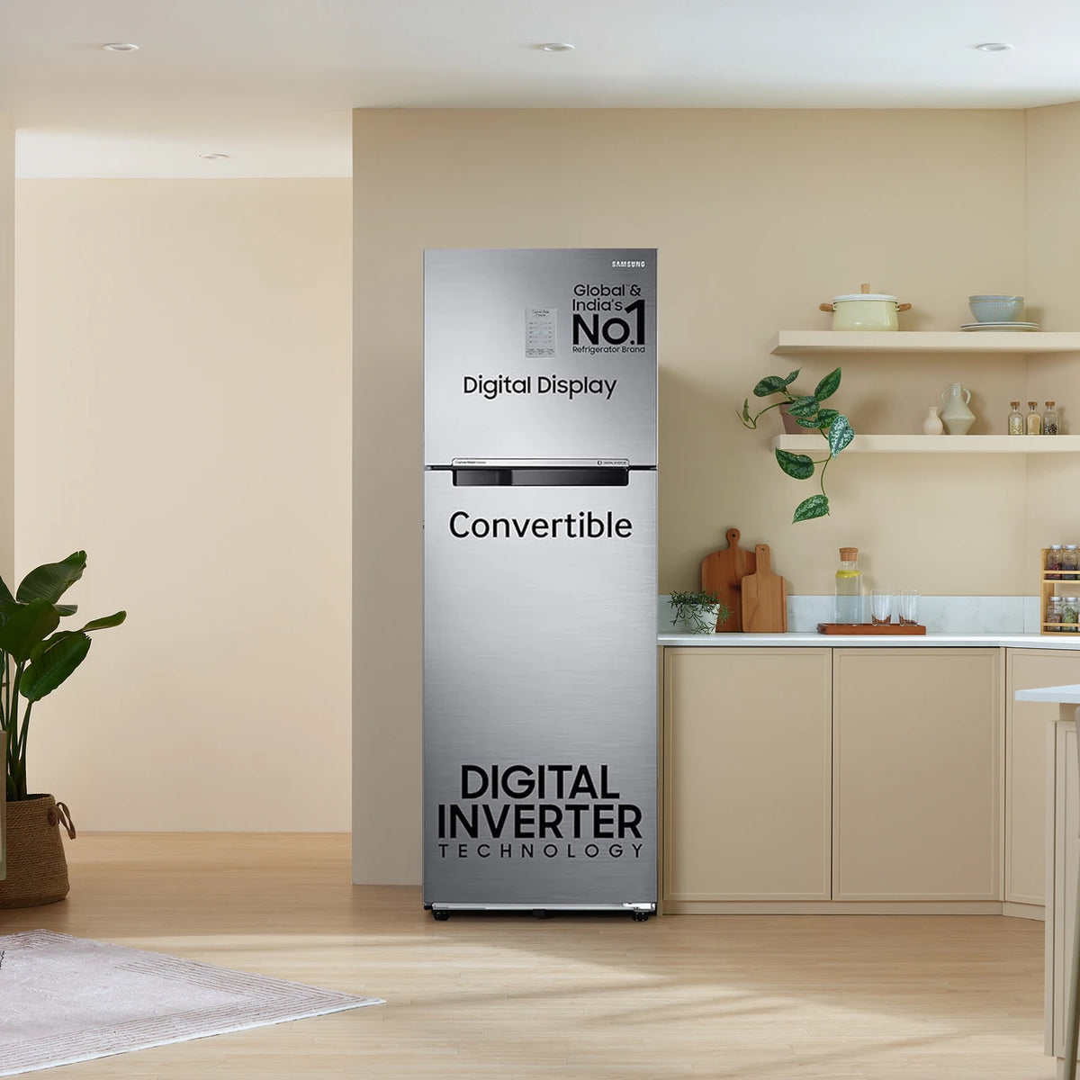 Samsung 256 L, 3 Star, Convertible, Digital Inverter with Display Frost Free Double Door Refrigerator (RT30C3733BX /HL, Luxe Black) OPEN BOX