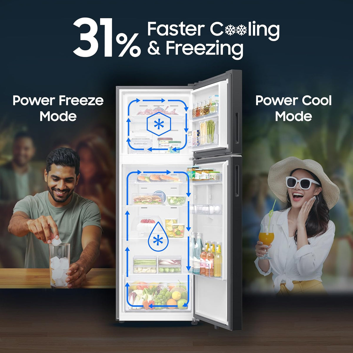 Samsung 396 L, 3 Star, Convertible 5-in-1, Digital Inverter, Frost Free Double Door, Bespoke AI WiFi Refrigerator (RT41HG6A23B1HL, Black DOI, 2026 Model) OPEN BOX