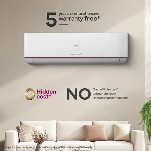 Godrej 1.5 Ton 3 Star Inverter Split Smart AC (2026 Model, 18A3TG , Copper Condenser, 4-Way Swing, Wi-Fi Voice & App Control, i-Sense Technology, White)