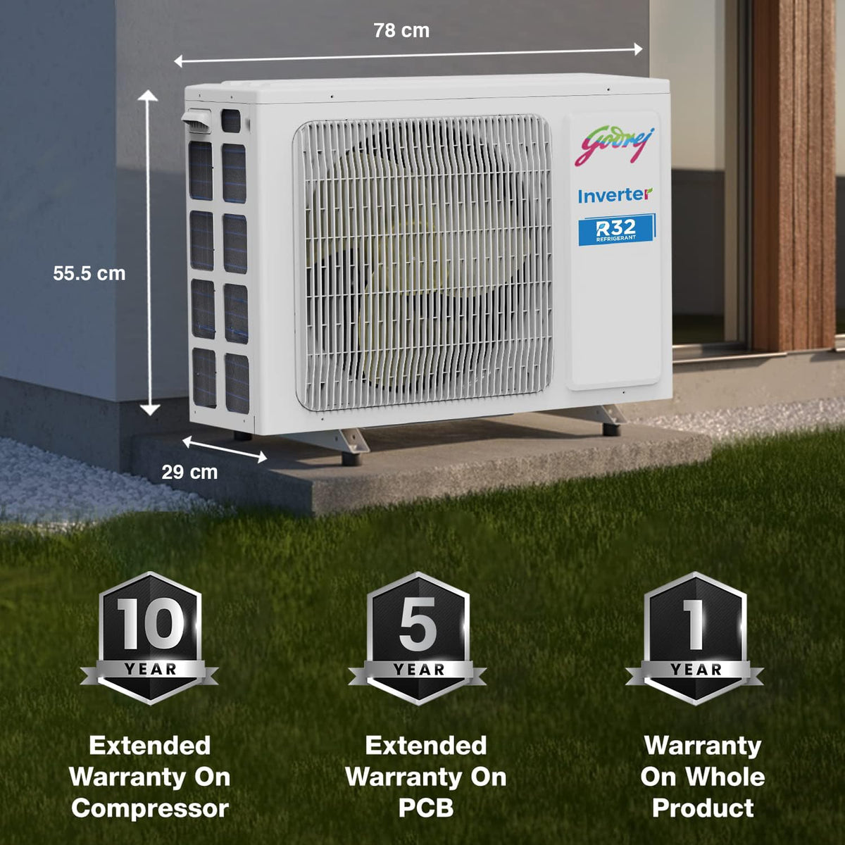 Godrej 1.5 Ton 3 Star, Hot & Cold, 5 Years Comprehensive Warranty, Inverter Split AC (Copper, Anti-Freeze Thermostat, Twin-Rotary Compressor, AC 1.5T SIH 18ITC3-WWR, White)