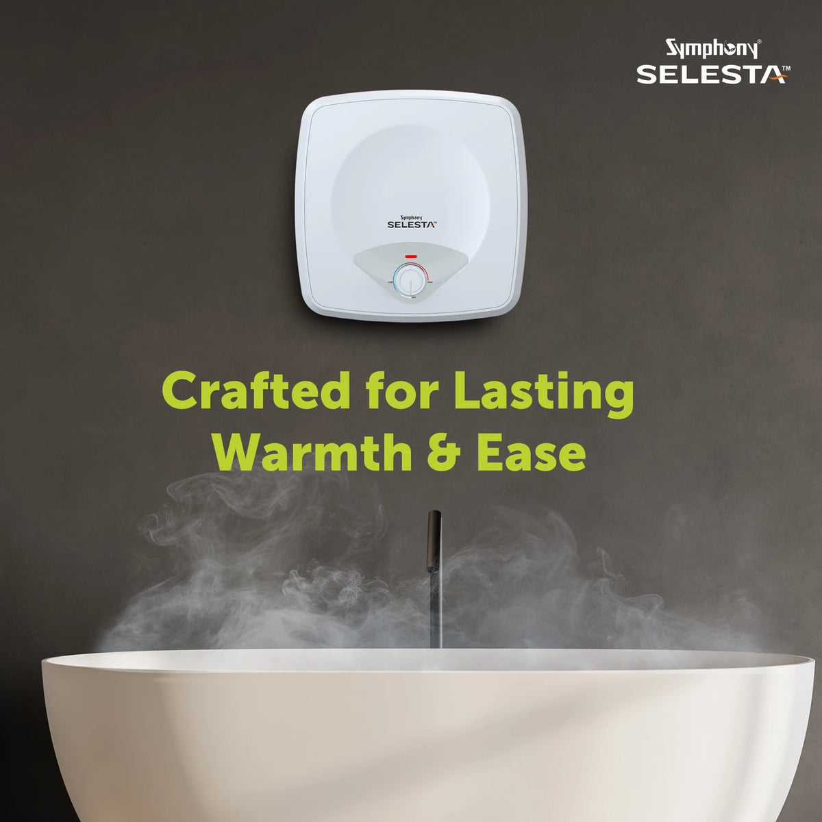 Symphony 15 L Storage Water Geyser 5 Star BEE Energy Rating, Free Installation & Free Pipe (Selesta, White)