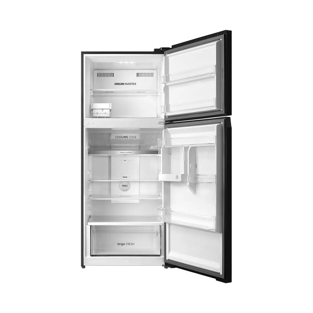TOSHIBA 411L DOUBLE DOOR REFRIGERATOR BLACK GLASS 2 STAR GR-RT559WE-PGI /2025 { FRESH PCS }