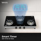 BEYOND Appliances Auriga 3 Burner Smart Glass Gas Stove | Auto Ignition | Digital Timer | Flame Failure Device | Toughened Glass | ISI Certified | LPG & PNG Compatible Cooktop | PAN India Service