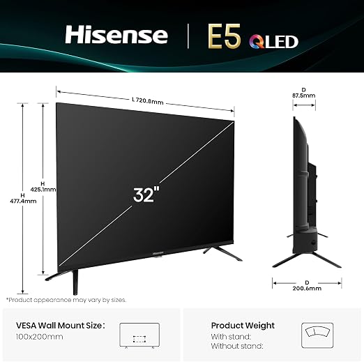 Hisense 80 cm (32 inches) E5S Series HD Ready Smart Hi-QLED Google TV 32E5S