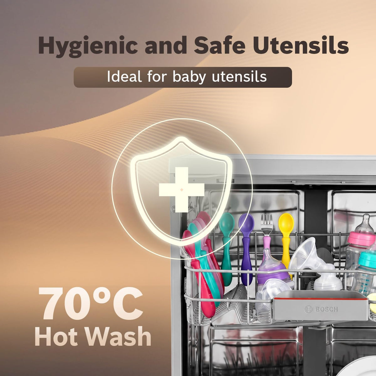 Bosch 13 Place Setting (fits up to 70 utensils) Free-Standing Dishwasher for Indian Utensils | Hygiene+ & Intensive Kadhai Program (SMS66GW01I, White, Inbuilt Heater, Removes 99.9% Germs)