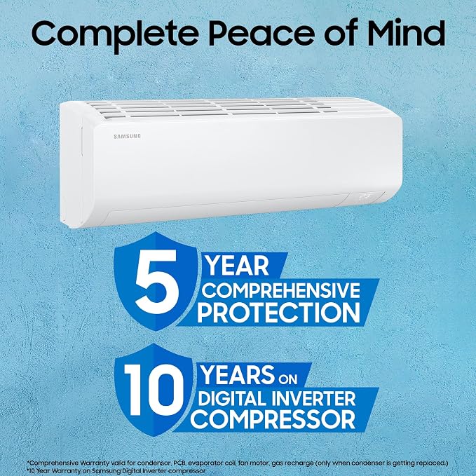 Samsung 1.5 Ton 3 Star Bespoke AI Inverter Smart Split AC (2026 Model, WiFi, Energy Saving, Voice Control, Powerful Cooling, Copper, Digital Inverter, 4 Way swing, 5 Step Convertible, AR50H19D1XHNNA)