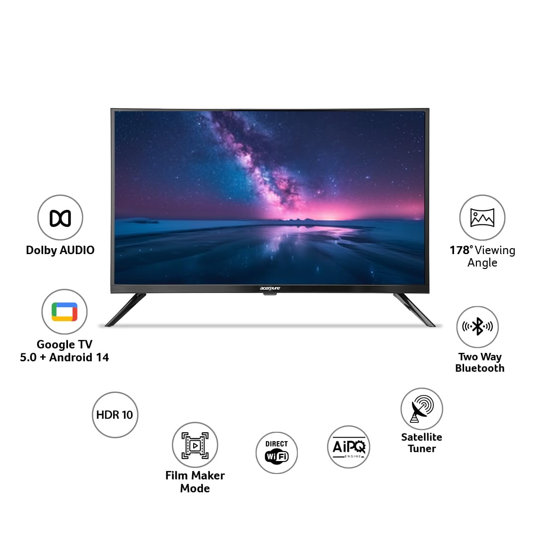 Acerpure 108cm (43 inches) Aspire Neo Full HD Smart TV GTV 5.0 AP43FG41BASN5 | Ref+ Design |Android 14 | Dolby Audio | 30W Sound | HDR10| Built-in Satellite Tuner | Wall Mount Included