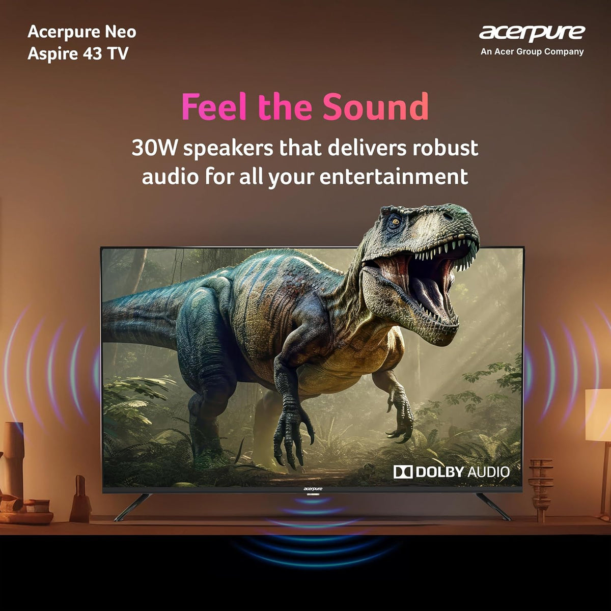 Acerpure 108cm (43 inches) Aspire Neo Full HD Smart TV GTV 5.0 AP43FG41BASN5 | Ref+ Design |Android 14 | Dolby Audio | 30W Sound | HDR10| Built-in Satellite Tuner | Wall Mount Included