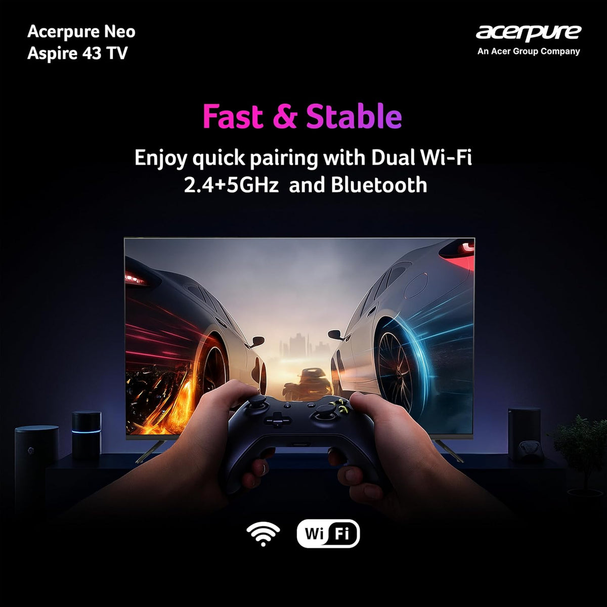 Acerpure 108cm (43 inches) Aspire Neo Full HD Smart TV GTV 5.0 AP43FG41BASN5 | Ref+ Design |Android 14 | Dolby Audio | 30W Sound | HDR10| Built-in Satellite Tuner | Wall Mount Included
