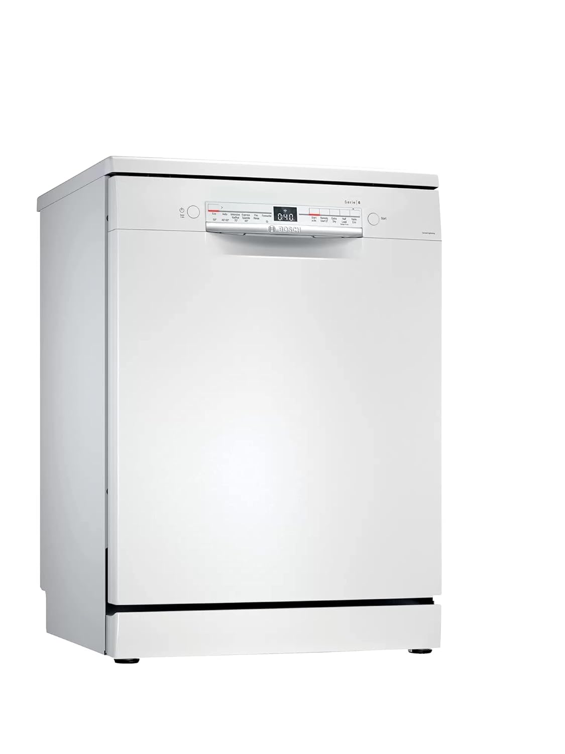 Bosch 13 Place Settings, Free Standing Dishwasher (SMS6ITW00I, White), extra dry and hygienic wash OPEN BOX