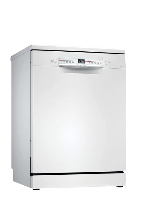 Bosch 13 Place Settings, Free Standing Dishwasher (SMS6ITW00I, White), extra dry and hygienic wash OPEN BOX