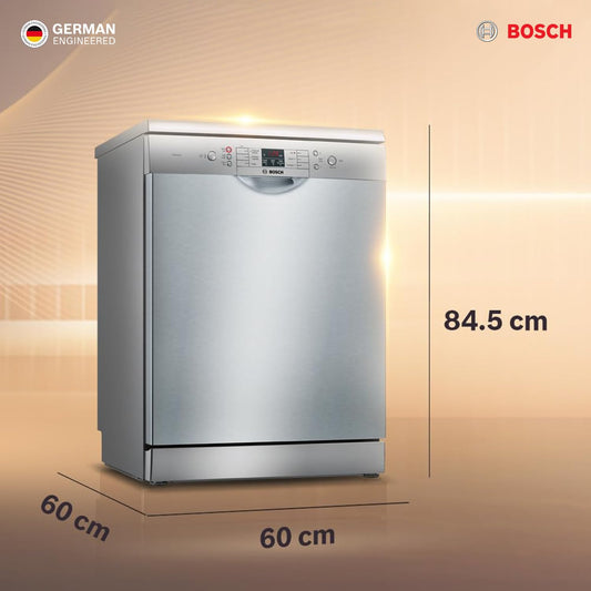 Bosch 13 Place Setting (fits up to 70 utensils) Free-Standing Dishwasher for Indian Utensils | Hygiene+ & Intensive Kadhai Program (SMS66GI01I, Inbuilt Heater, Removes 99.9% Germs, Silver Inox) OPN BOX