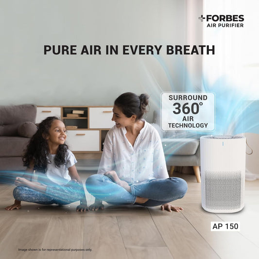 Eureka Forbes Air Purifier 150 for bedroom | Covers upto 200 Sq. Ft. | True HEPA H13 Filter & Surround 360° Air Technology | Removes 99.97% Dust & Particulate Matter | 3-Stage Purification
