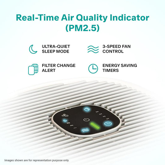 Eureka Forbes 270 Air Purifier for Home |True HEPA H13 Filter & Real-time AQI Indicator |1.5-2 Yrs Filter Life* | Removes 99.97% PM2.5, Dust, Allergens, Bacteria & Pollen | Covers up to 365 Sq.Ft