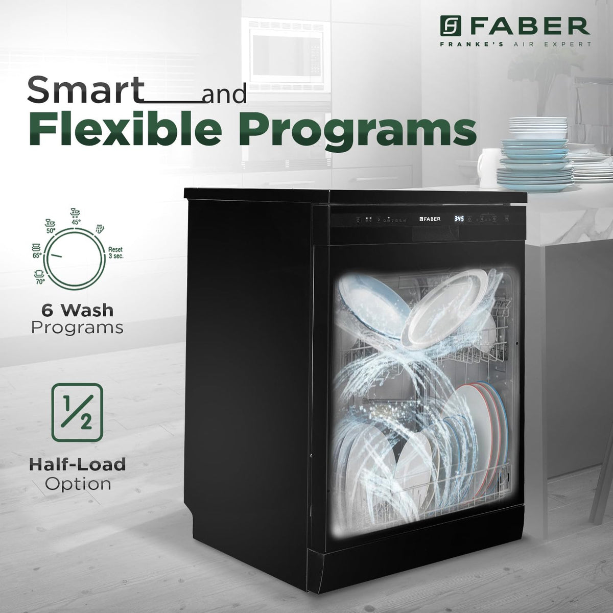 Faber 12 Place Settings Dishwasher (FFSD 6PR 12S, Neo Black, Best Suited for Indian Kitchen, Hygiene Wash) 1 YEARS STORE WARRANTY NOT BRAND