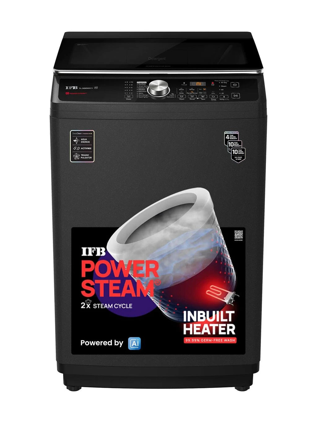 IFB 9 kg 5 Star with DeepClean Technology, PowerSteam, AI Powered,Aqua Energie Fully Automatic Top Load  Grey, Black ( TL900NB2SID )
