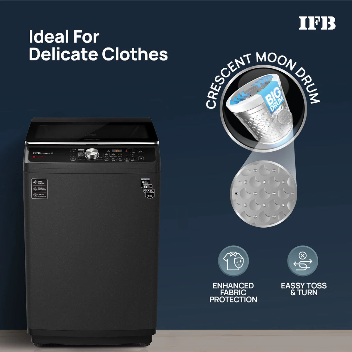 IFB 9 kg 5 Star with DeepClean Technology, PowerSteam, AI Powered,Aqua Energie Fully Automatic Top Load  Grey, Black ( TL900NB2SID )