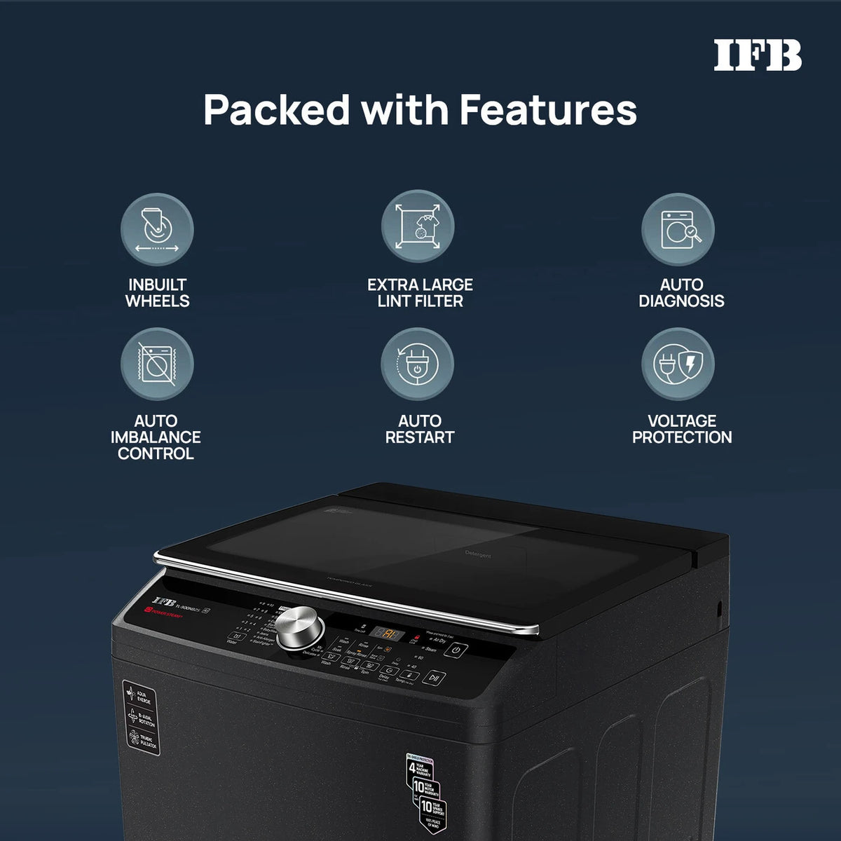 IFB 9 kg 5 Star with DeepClean Technology, PowerSteam, AI Powered,Aqua Energie Fully Automatic Top Load  Grey, Black ( TL900NB2SID )