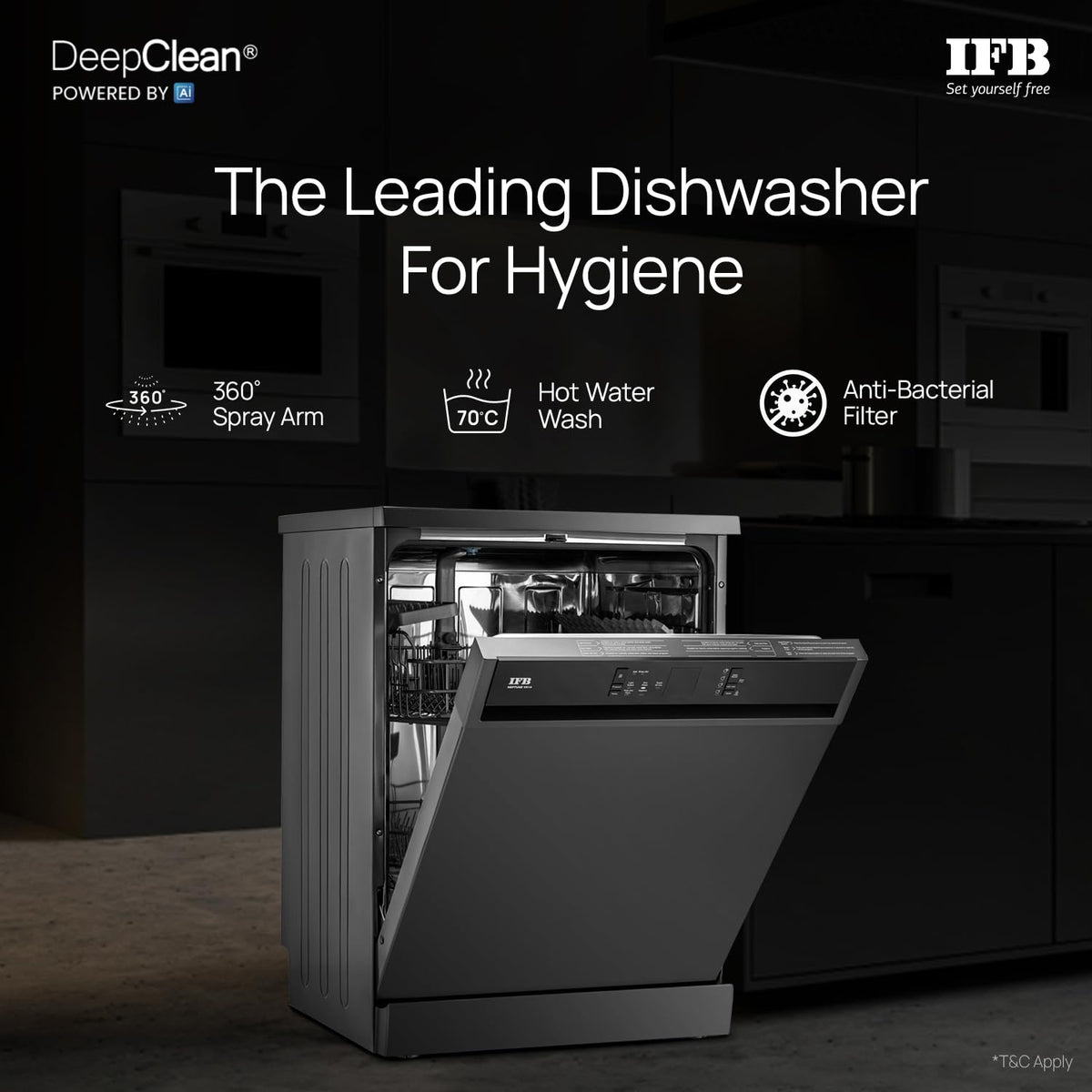 IFB 14 Place Settings(fits up to 80 utensils) with DeepClean® Technology Freestanding Dishwasher (Neptune VX14, Inox Grey, 70° Hot Water Wash with Hygienic Steam Drying, Perfect for Indian Utensils) OPEN BOX