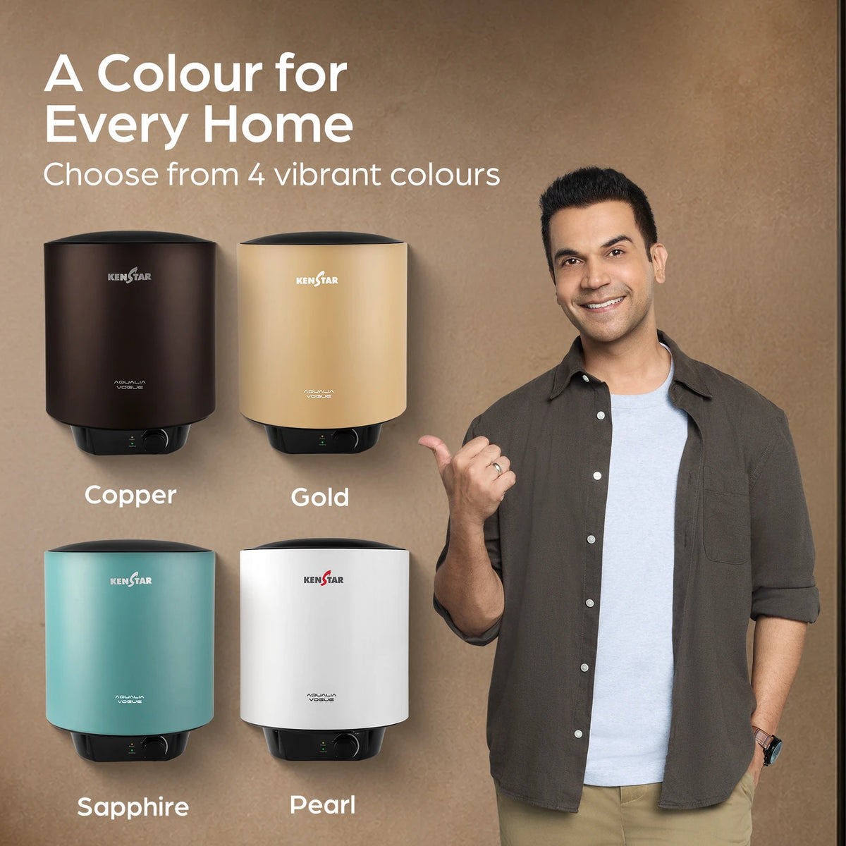 Kenstar 25 L Storage Water Geyser (Aqualia Vogue Copper 25 L Water Heater, Copper) (Copper)