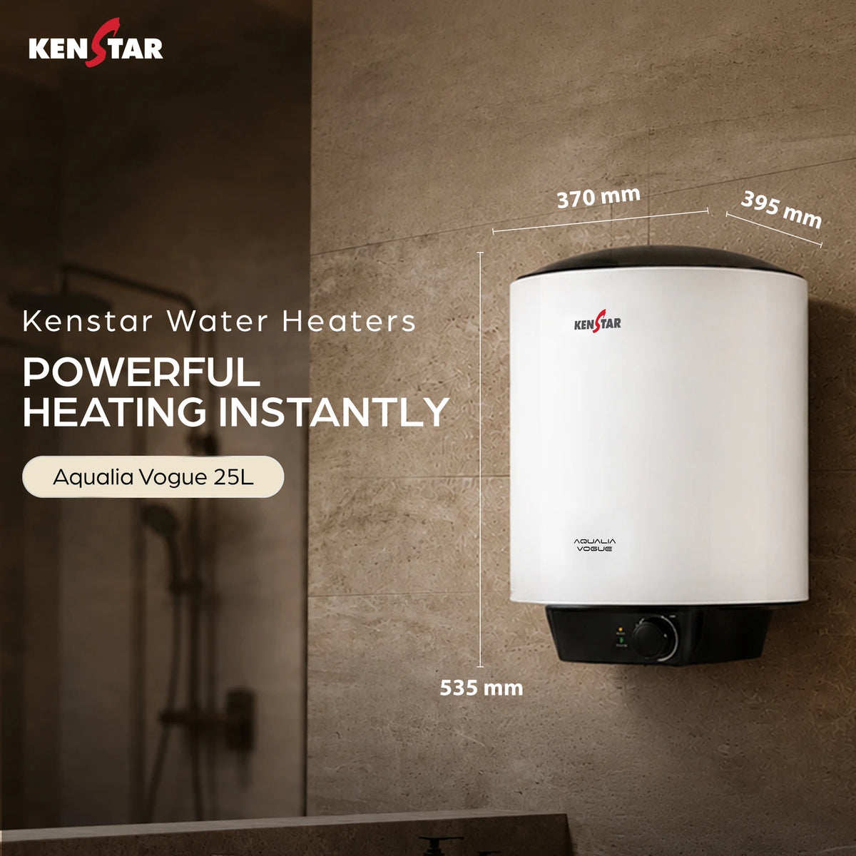 Kenstar 25 L Storage Water Geyser (Aqualia Vogue Pearl 25L, White) (White)