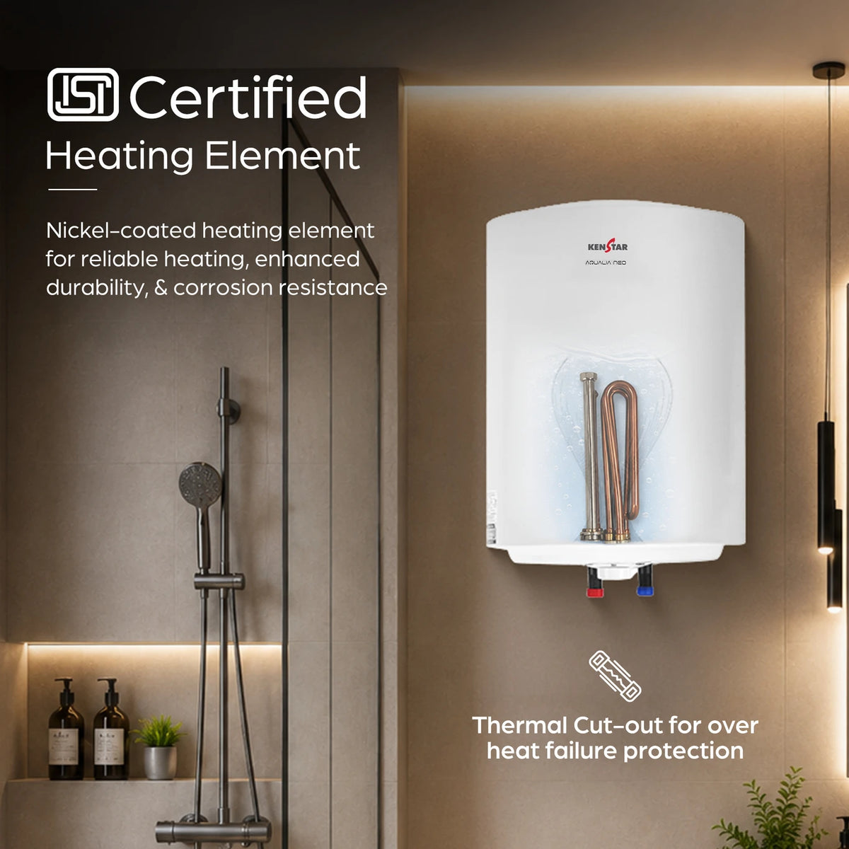 Kenstar 25 L Storage Water Geyser (Aqualia Neo 25L Water Heater, WHITE & GREY) .