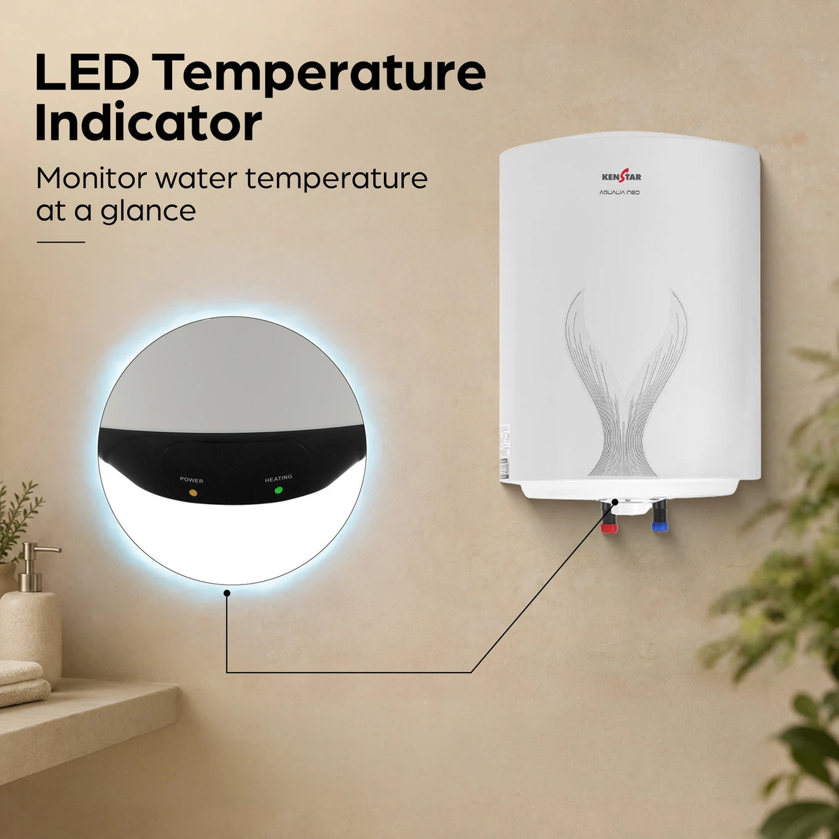 Kenstar 25 L Storage Water Geyser (Aqualia Neo 25L Water Heater, WHITE & GREY) .
