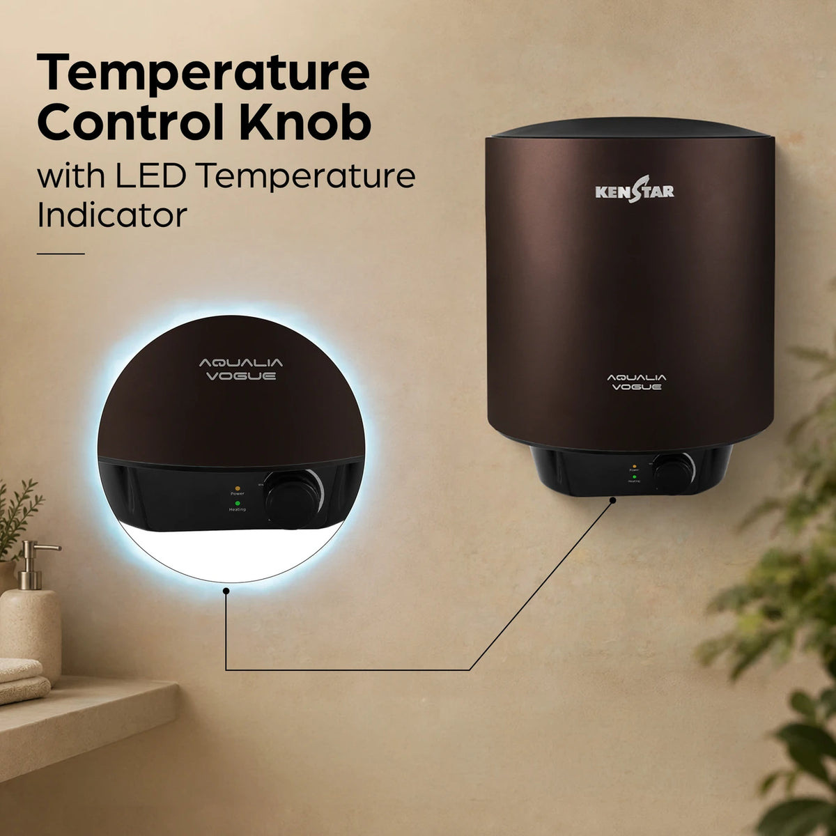 Kenstar 25 L Storage Water Geyser (Aqualia Vogue Copper 25 L Water Heater, Copper) (Copper)
