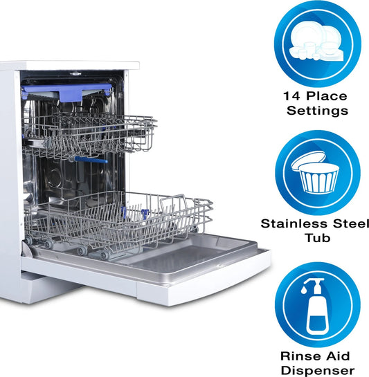 Koryo KDW1483DIW Free Standing 14 Place Settings Dishwasher  OPEN BOX 1 YEAR STORE WARRANTY