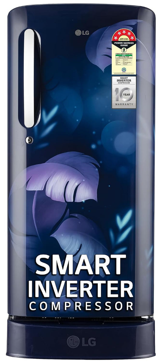 LG 185 L, 5 Star, Smart Inverter Compressor, Direct Cool Single Door Refrigerator (GL-D201ABIU.BBIZEBN, Blue ILAN, Moist N Fresh, Auto Smart Connect & Base Stand Drawer) open box