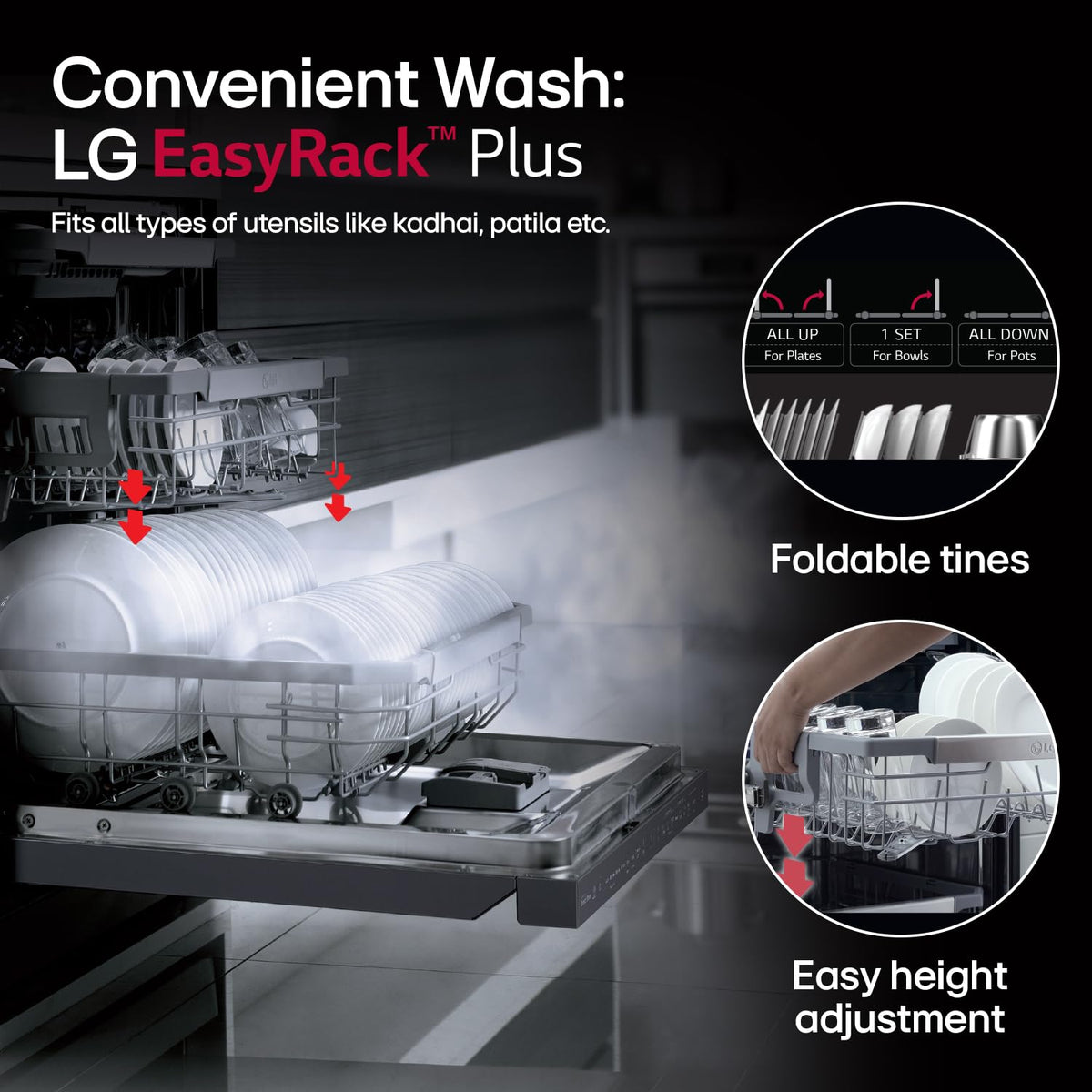 LG 14 Place Settings Dishwasher, TrueSteam, Inverter Direct Drive, Wi-Fi & Free Standing Dishwasher (DFB424FP, Silver, Silent Operation, Tough Stain Removal, Adjustable racks & Clean from Every Angle) OPEN BOX