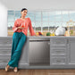 LG 14 Place Settings Dishwasher, TrueSteam, Inverter Direct Drive, Wi-Fi & Free Standing Dishwasher (DFB424FP, Silver, Silent Operation, Tough Stain Removal, Adjustable racks & Clean from Every Angle) OPEN BOX
