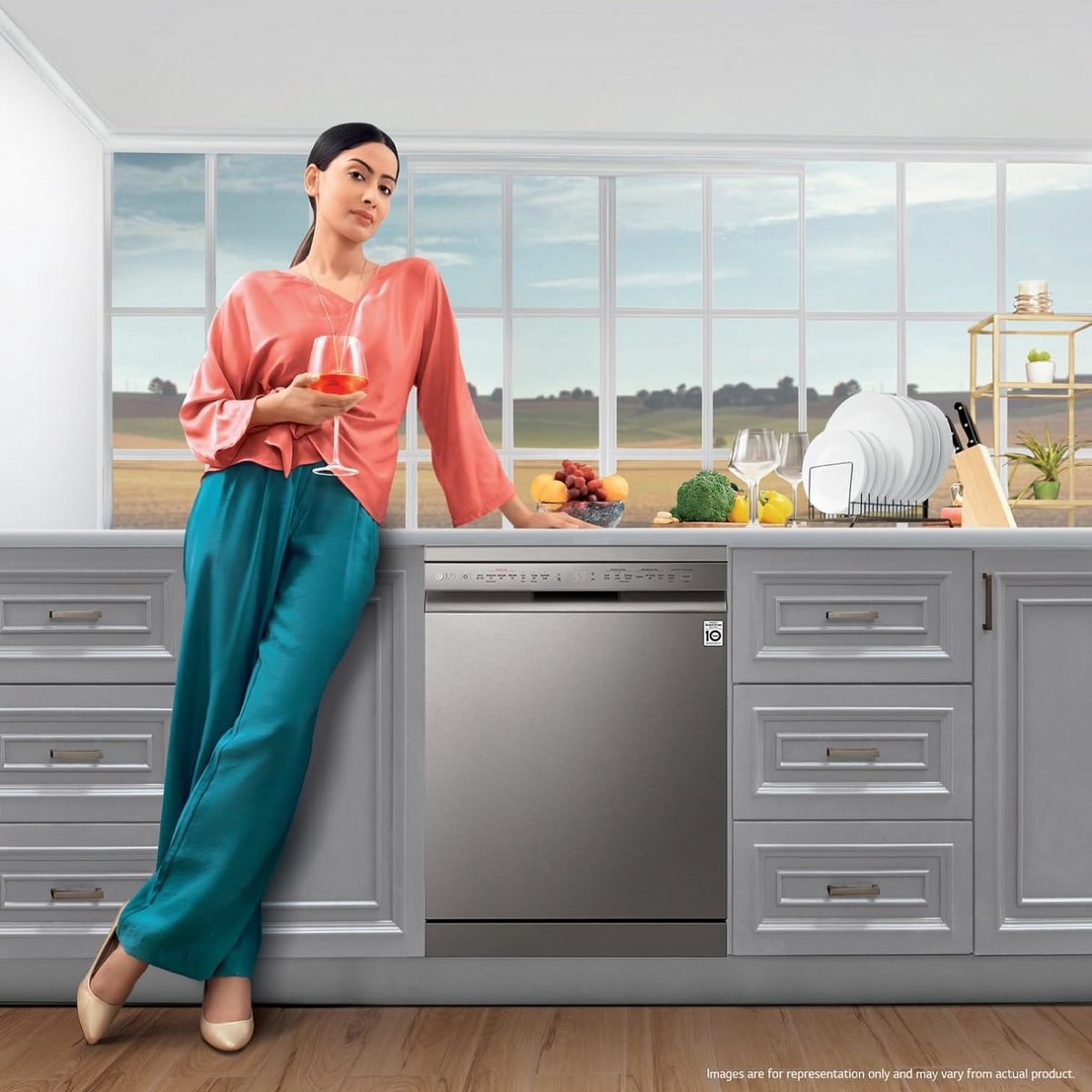 LG 14 Place Settings Dishwasher, TrueSteam, Inverter Direct Drive, Wi-Fi & Free Standing Dishwasher (DFB424FP, Silver, Silent Operation, Tough Stain Removal, Adjustable racks & Clean from Every Angle) OPEN BOX