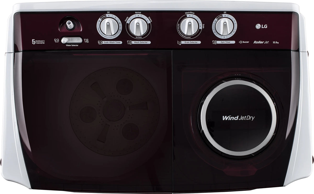 LG Electronics 10.5 kg Semi Automatic Top Load Maroon, White (P105ASRAZ)
