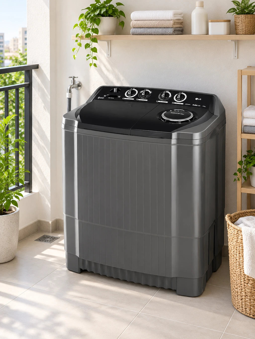 LG 9.5 kg Semi Automatic Top Load Black (P9555SKAZ)