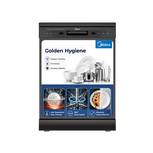 Midea 13 Place Setting Freestanding Dishwasher, 7 Wash Programs, Intensive 70°C, Glass Care Mode (MDWF1801F18 ) IN, ECO & Rapid Wash, Fully Automatic, Suitable for Indian Kitchen) OPEN BOX