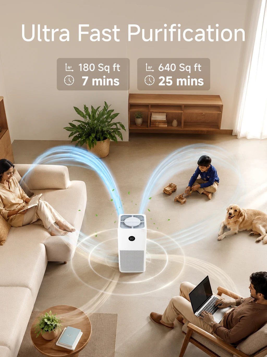 Mi 2S Vertical Air Purifier (White) Portable Room Air Purifier (white)