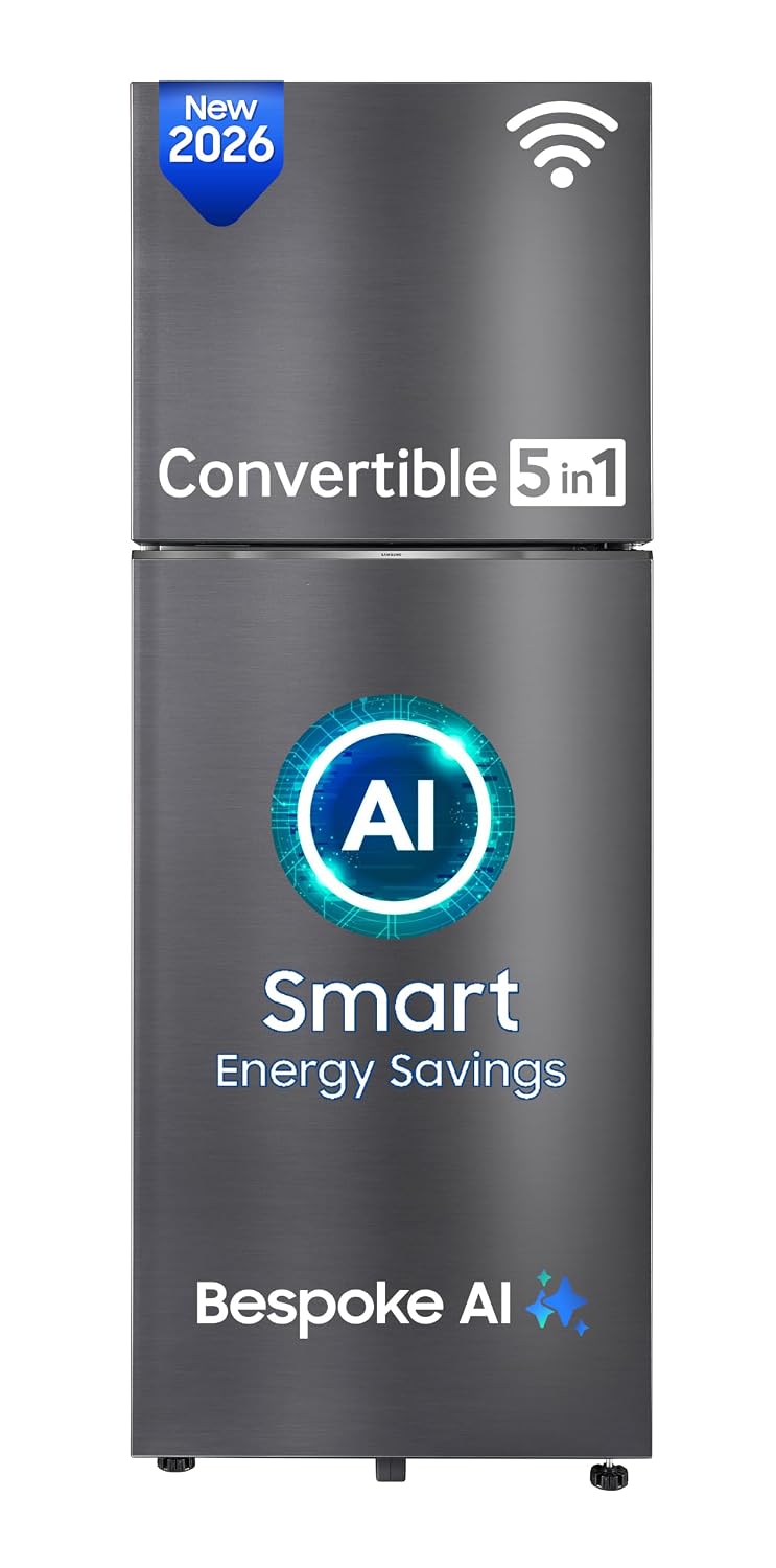 Samsung 396 L, 3 Star, Convertible 5-in-1, Digital Inverter, Frost Free Double Door, Bespoke AI WiFi Refrigerator (RT41HG6A23B1HL, Black DOI, 2026 Model) OPEN BOX