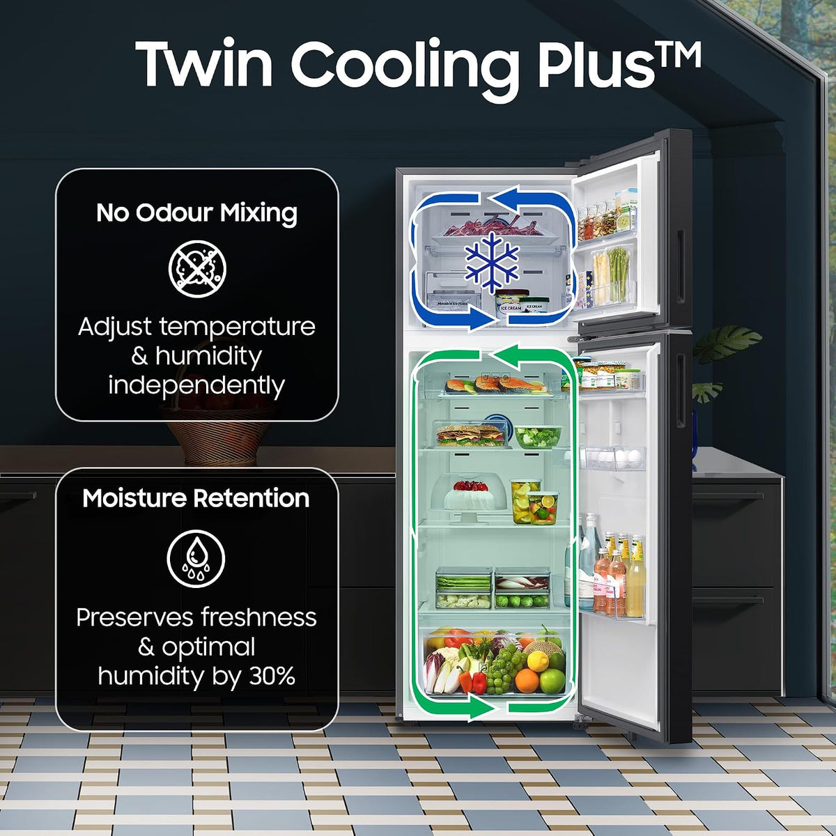 Samsung 396 L, 3 Star, Convertible 5-in-1, Digital Inverter, Frost Free Double Door, Bespoke AI WiFi Refrigerator (RT41HG6A23B1HL, Black DOI, 2026 Model) OPEN BOX