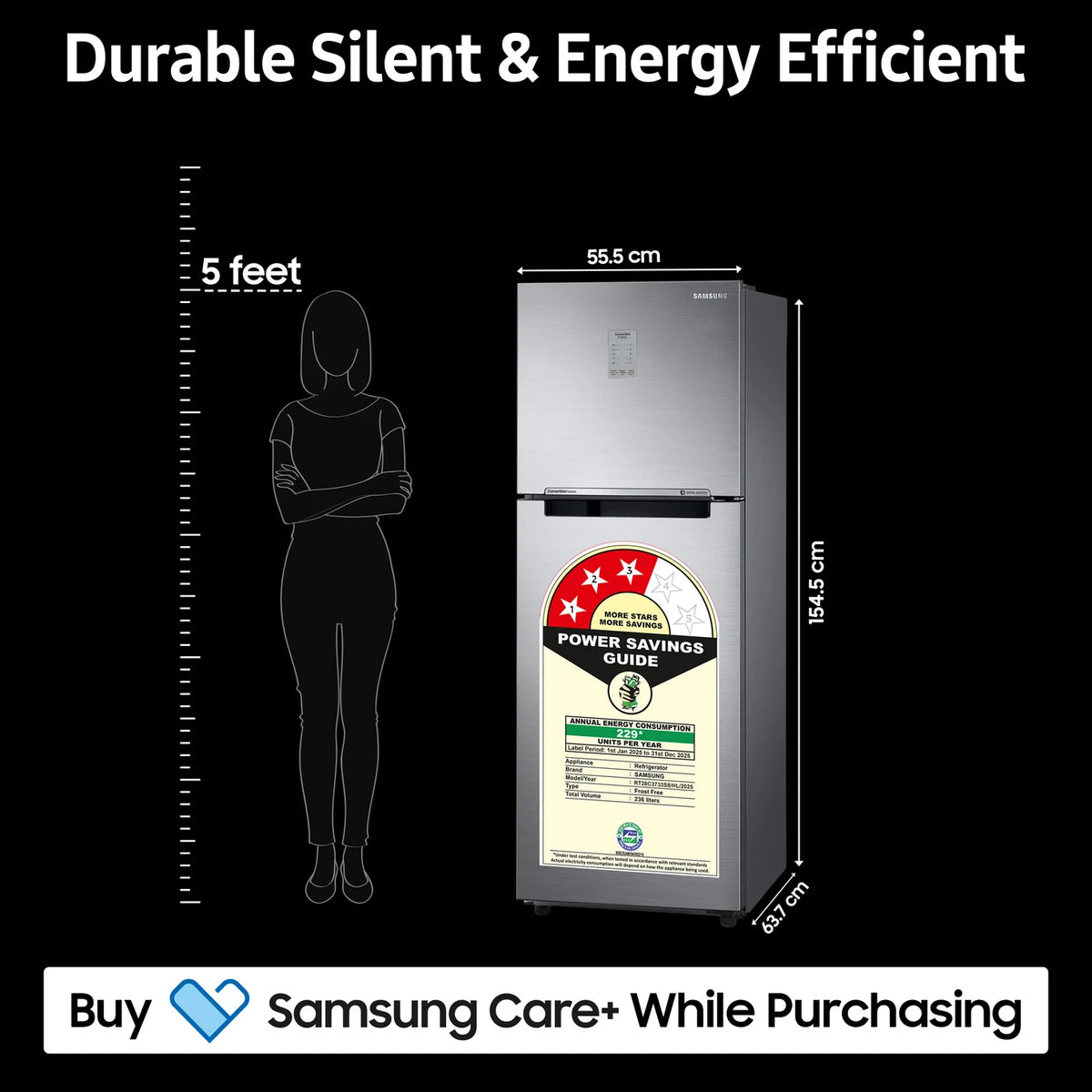 Samsung 236 L Frost Free Double Door 3 Star Convertible Refrigerator  with Digital Inverter and Display ( open box  RT28C3733S8/HL )