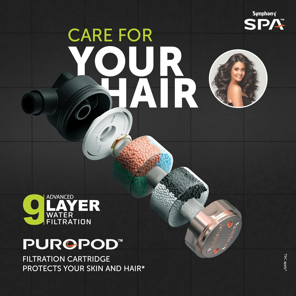 Symphony SPA Geyser 15 Litre 5 Star BEE Rating Water Heater | Hair Fall Control Smart Geyser | PUROPOD Filter | 2KW Heating | Glassline Tank | Free Installation