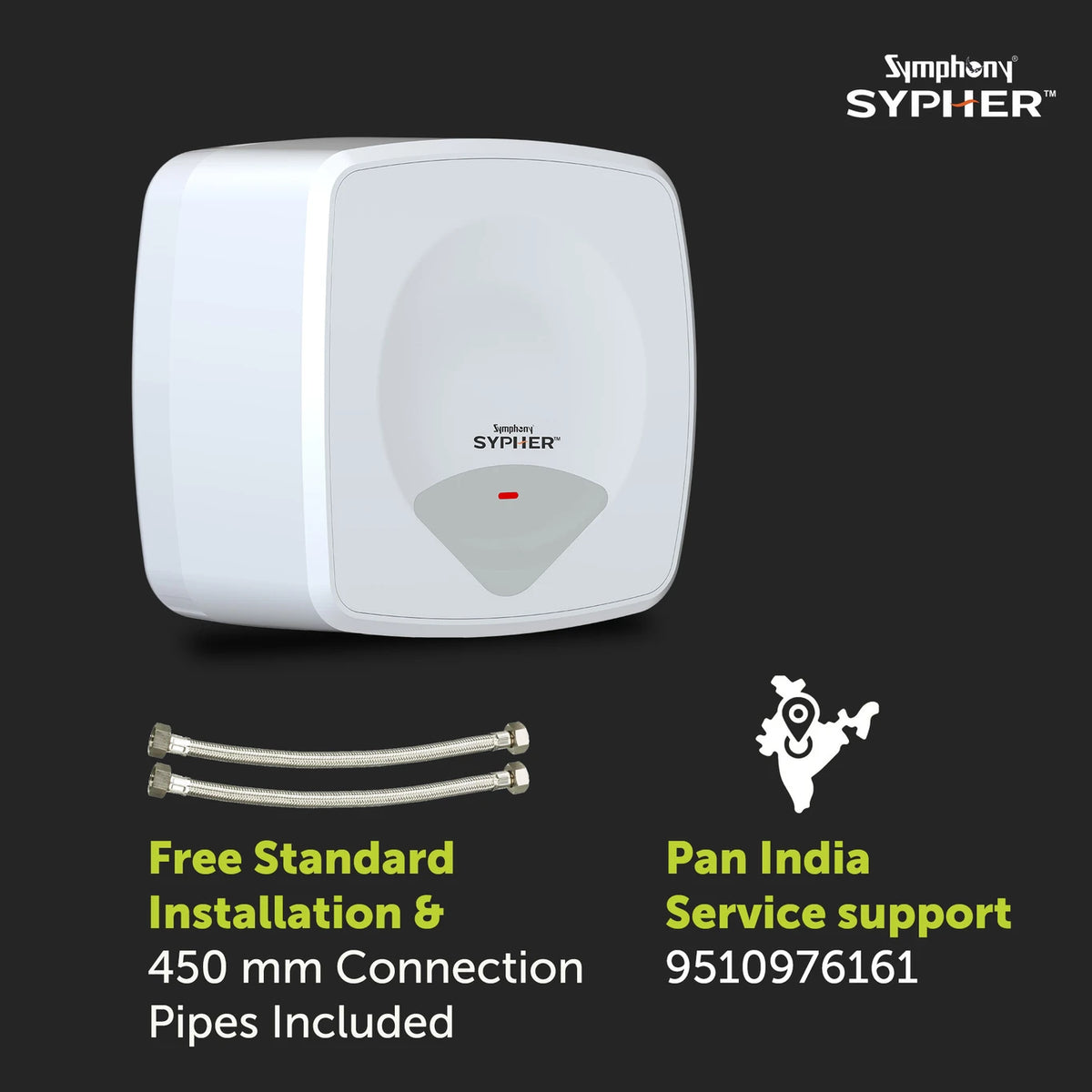 Symphony 15 L Storage Water Geyser 5 Star BEE Energy Rating (Sypher, White) (White)