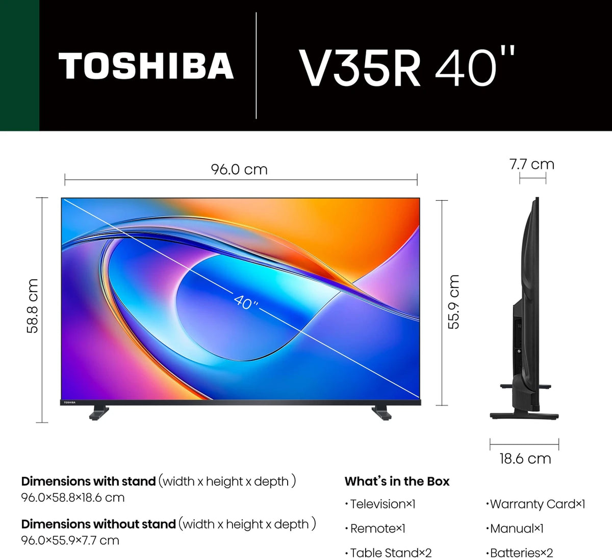 TOSHIBA 40V35RP 100 cm (40 inch) Full HD LED Smart VIDAA TV with Dolby Audio| Dts X| REGZA Engine (40V35RP)