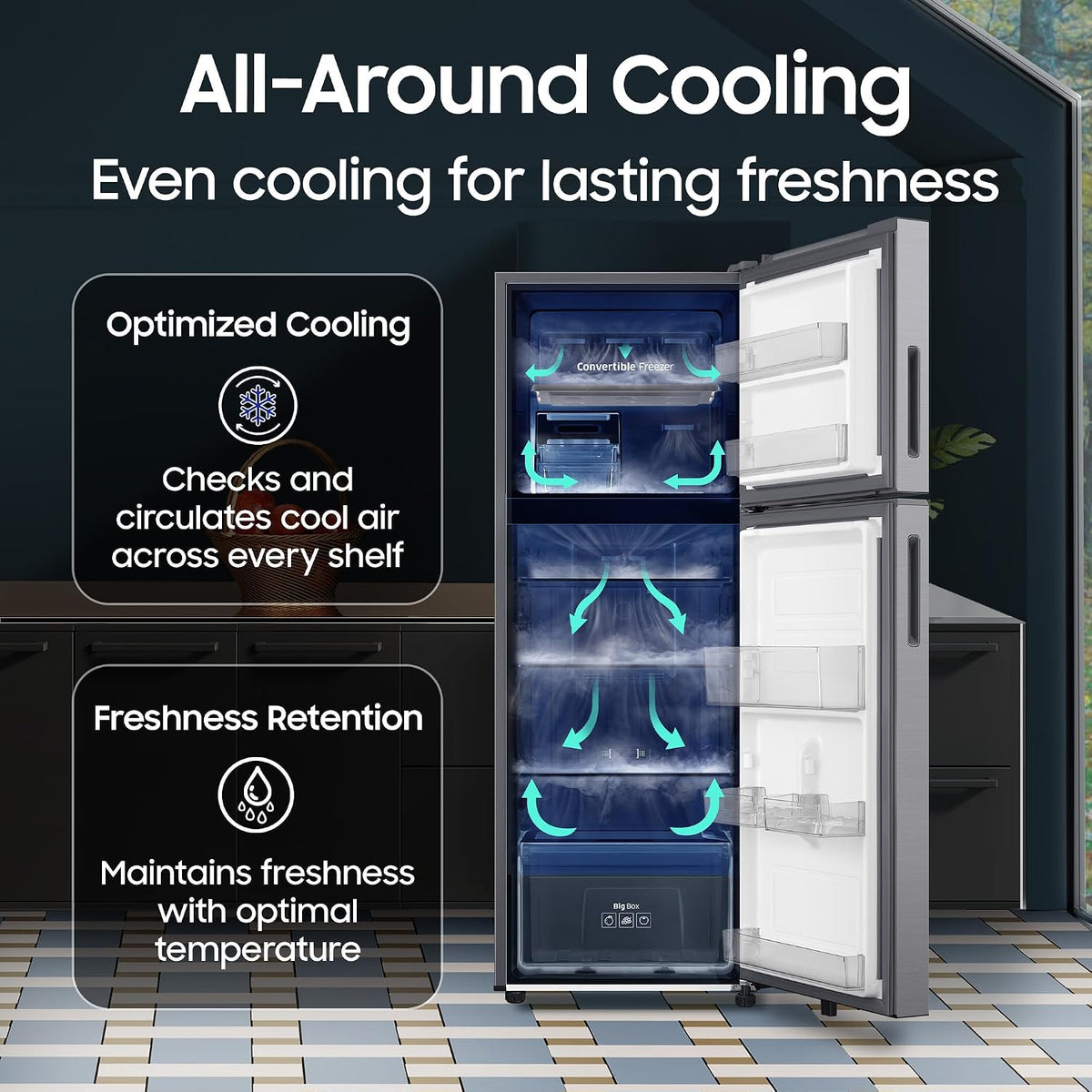 Samsung 236 L, 3 Star, Digital Inverter, Frost Free Double Door Refrigerator (RT40H28W3QHL, Gray Silver, 2026 Model
