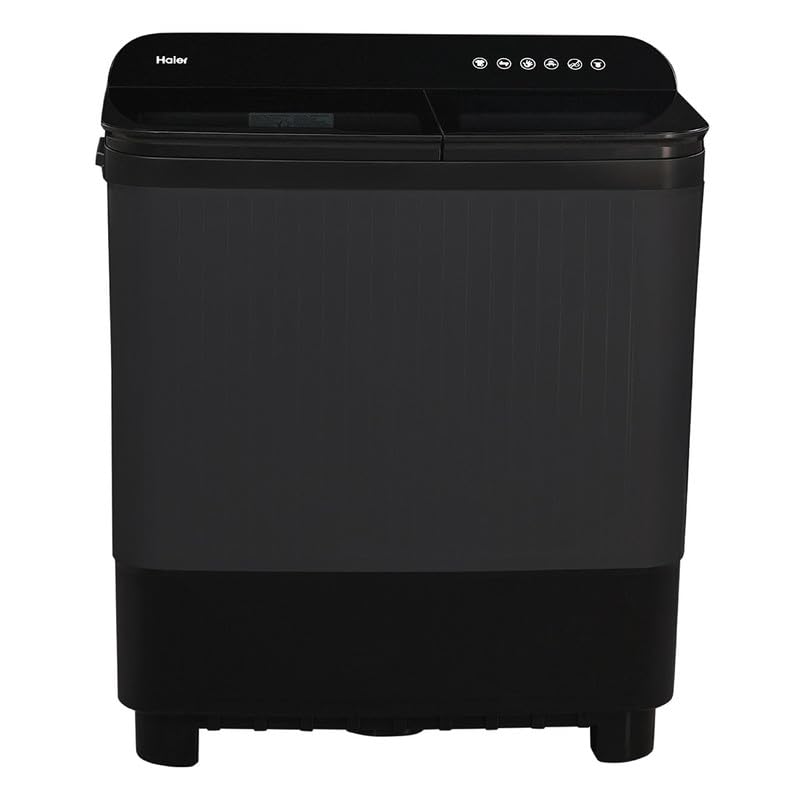 Haier 8 Kg 5 Star Semi Automatic Top Loading Washing Machine (HTW85-178BBK Magic Filter, Rat Mesh, Toughened Glass Top Black)
