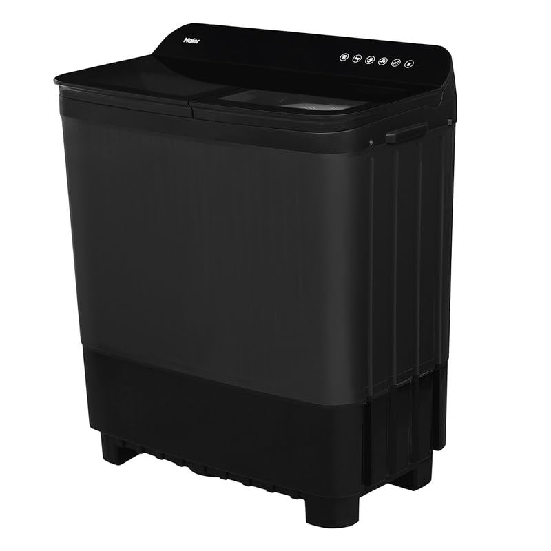 Haier 8 Kg 5 Star Semi Automatic Top Loading Washing Machine (HTW85-178BBK Magic Filter, Rat Mesh, Toughened Glass Top Black)