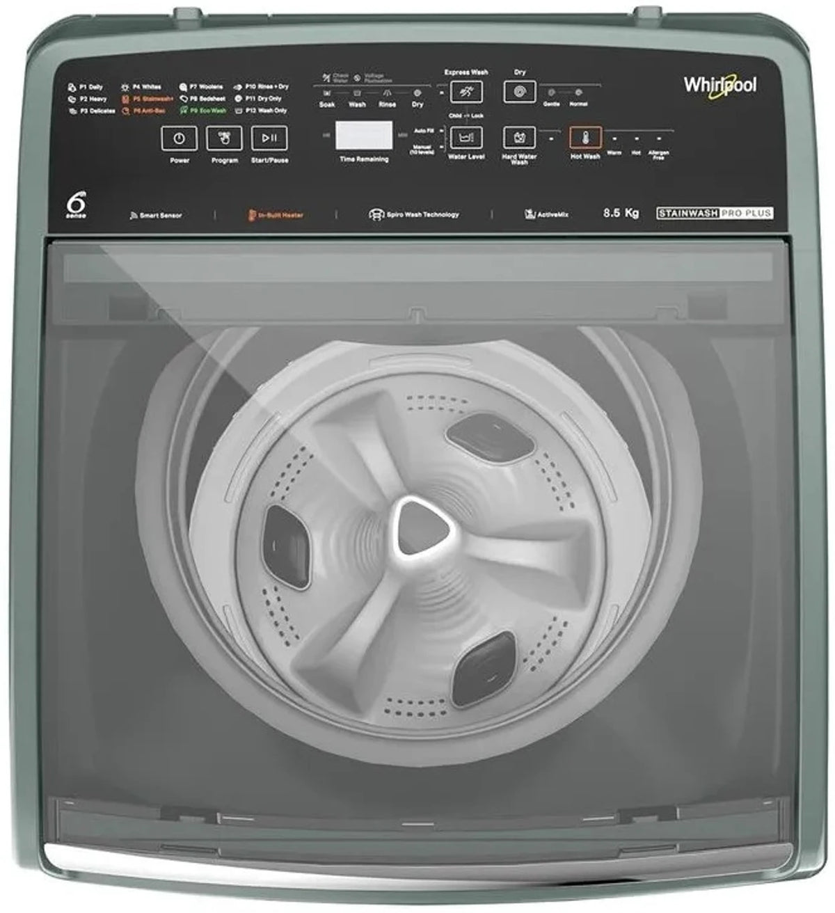 Whirlpool 8.5 kg Fully Automatic Top Load with In-built Heater Grey (Stainwash Pro Plus 8.5kg 4 Star Top Load Washing Machine)