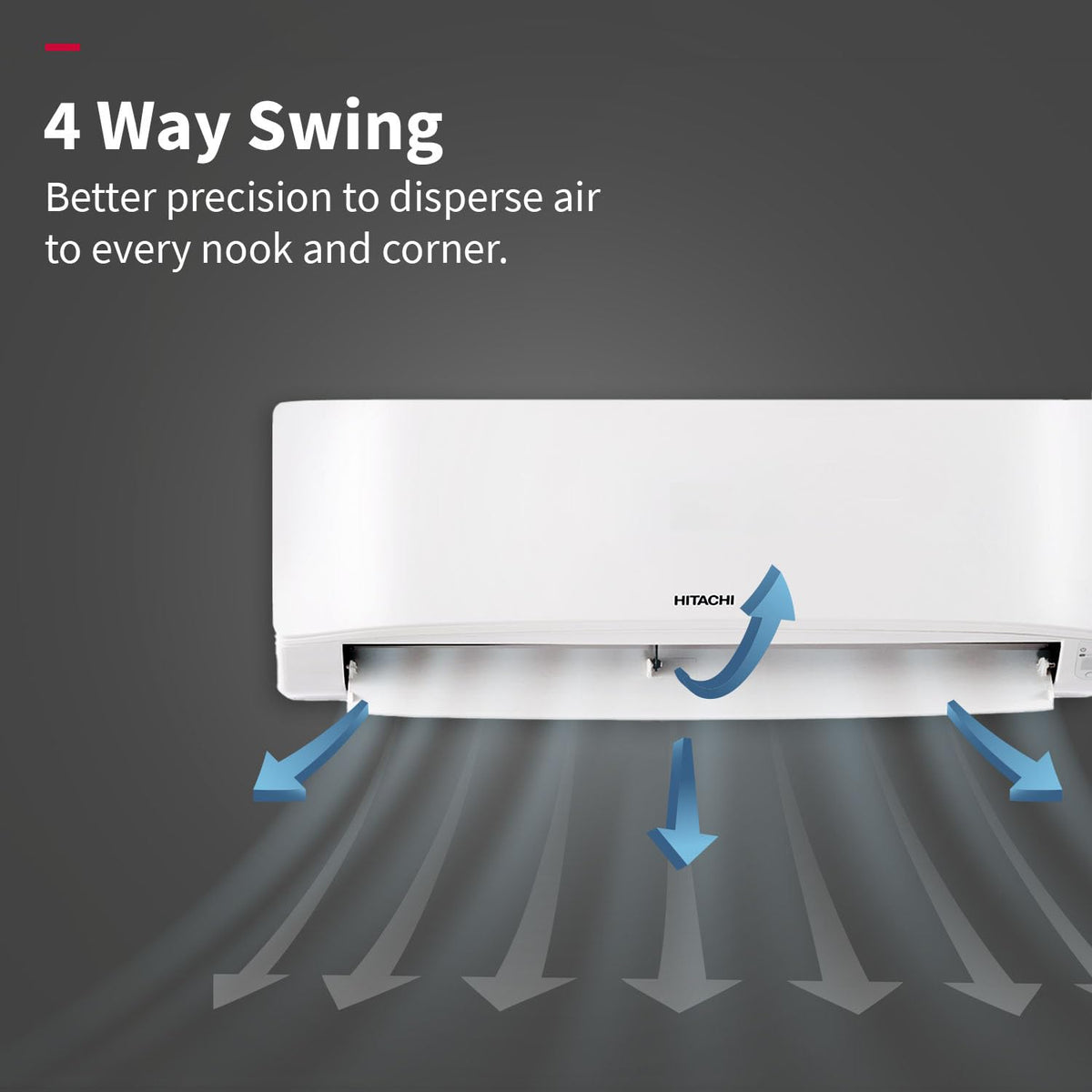 Hitachi 1.5 Ton 3 Star, New star rated, Long Air Throw Fixed Split AC (100% Copper, 4-Way Swing, Dust Filter, 3200FL RAS.B318PCAIBA1, White) NON-Inverter