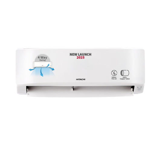 Hitachi 1.5 Ton 3 Star, New star rated, Long Air Throw Fixed Split AC (100% Copper, 4-Way Swing, Dust Filter, 3200FL RAS.B318PCAIBA1, White) NON-Inverter